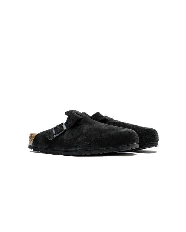 Birkenstock Boston Soft Footbed Suede Leather (Regular Fit) Black / Schwarz