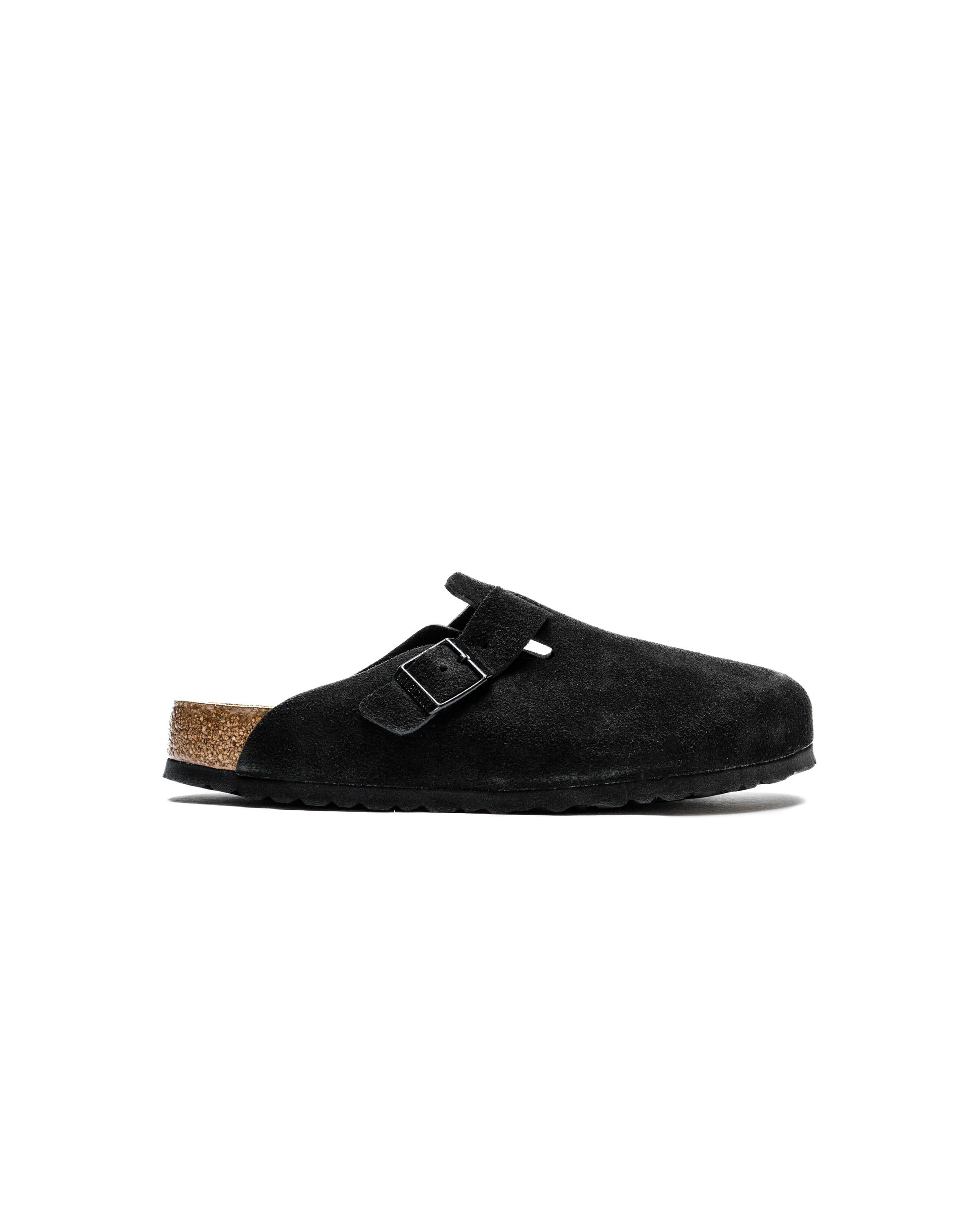 Birkenstock Boston Soft Footbed Suede Leather (Regular Fit) Black / Schwarz