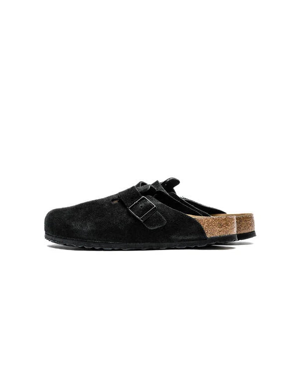 Birkenstock Boston Soft Footbed Suede Leather (Regular Fit) Black / Schwarz