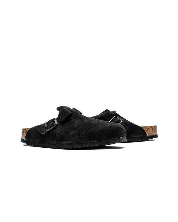 Birkenstock Boston Soft Footbed Suede Leather (Regular Fit) Black / Schwarz